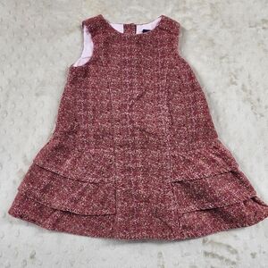 Baby GAP Corduroy Girls Ruffle Dress Button Details 12-18 months Red Pink